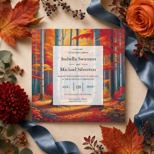Invitation Mariage d'automne sous les bouleaux rustiques