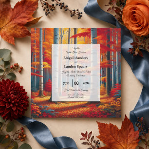 Invitation Mariage d'automne sous les bouleaux rustiques
