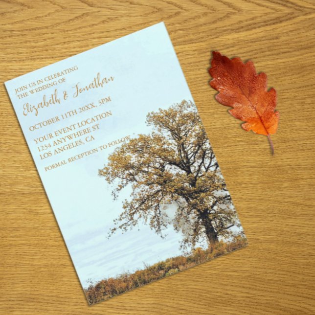 Invitation Mariage d'automne sous un chêne rustique (Créateur téléchargé)