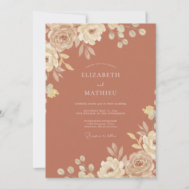 Invitation Mariage d'automne splendide en terre cuite (Devant)