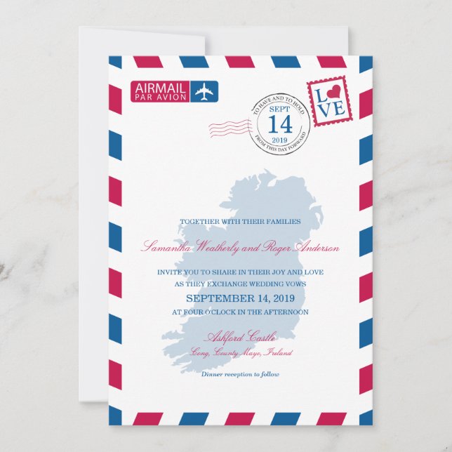 Invitation Mariage d'avion IRLANDE (Devant)