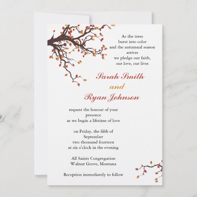 Invitation Mariage de automne (Devant)