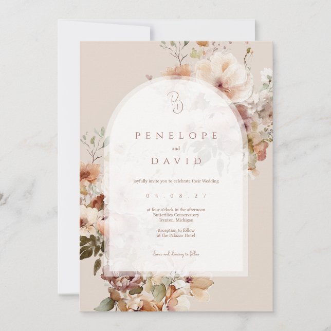 Invitation Mariage de automne Arch | Flore de chas (Devant)