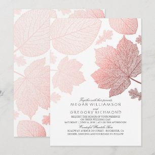 Invitation Mariage de automne blanc élégant des Feuilles d'or