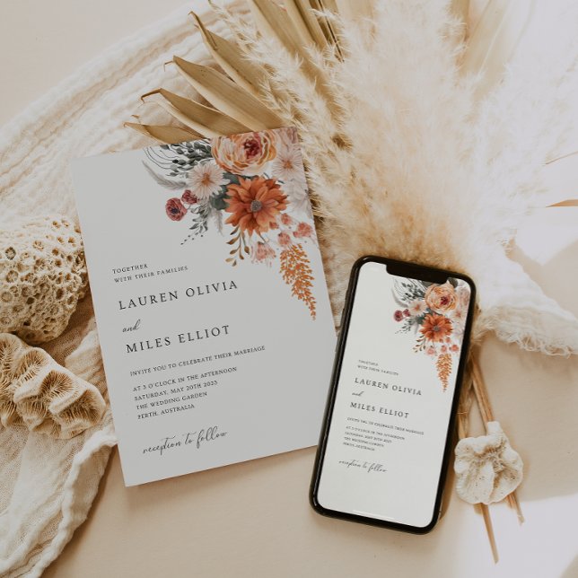 Invitation Mariage de automne Boho Floral (Créateur téléchargé)