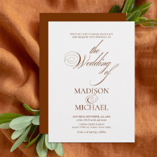 Invitation Mariage de automne Brown Chic Boho contemporain