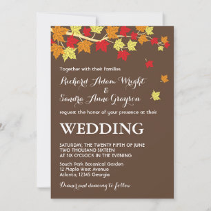 Invitation Mariage de automne Brown Rustic Maple F