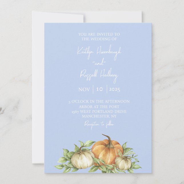 Invitation Mariage de automne Citrouille rustique (Devant)