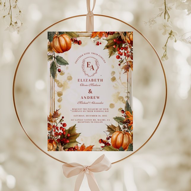 Invitation Mariage de automne Citrouille Rustique d'automne (Créateur téléchargé)