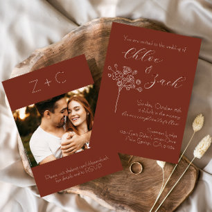 Invitation Mariage de automne couleur vin