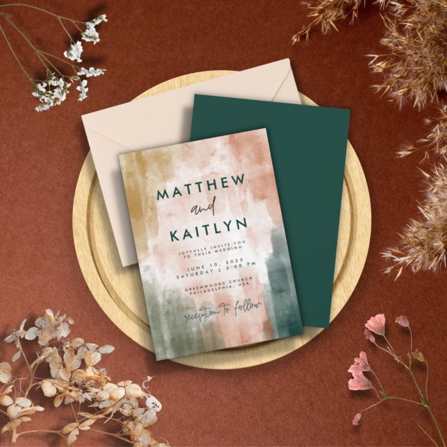 Invitation Mariage de automne d'aquarelle Abstrait simple (Créateur téléchargé)