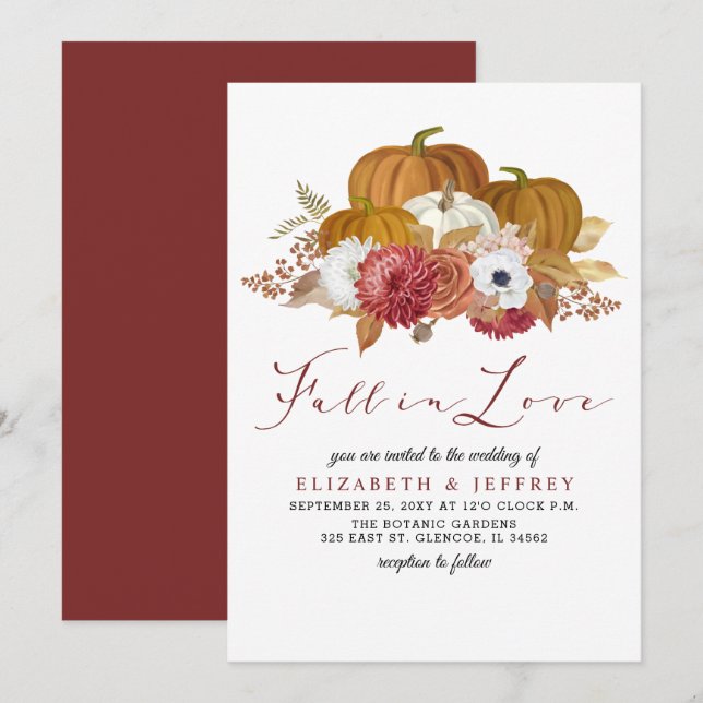 Invitation Mariage de automne d'automne Citrouille (Devant / Derrière)
