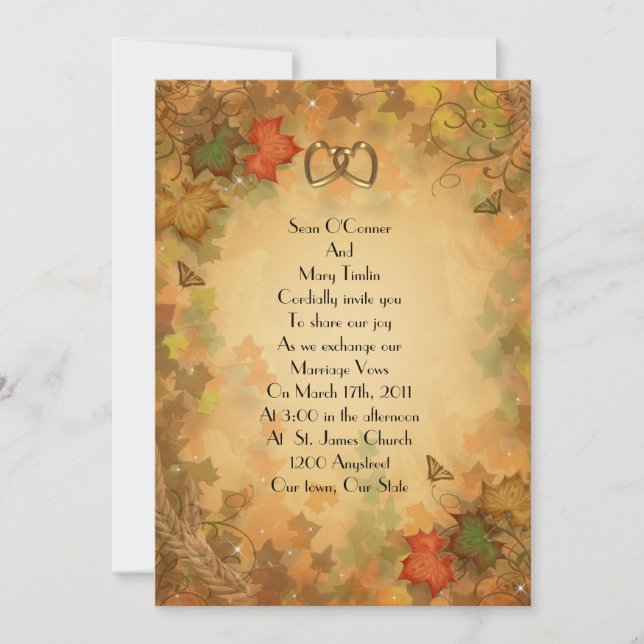 Invitation Mariage de automne d'automne feuilles d'invitation (Devant)