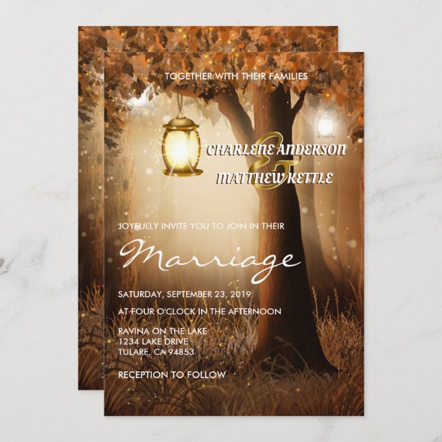 Invitation Mariage de automne d'automne rustique (Devant / Derrière)