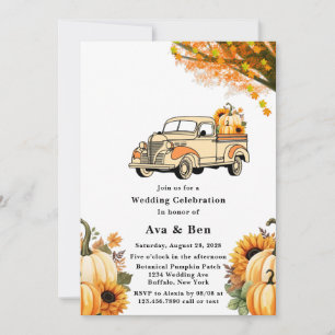 Invitation Mariage de automne de camion Vintage jaune et oran