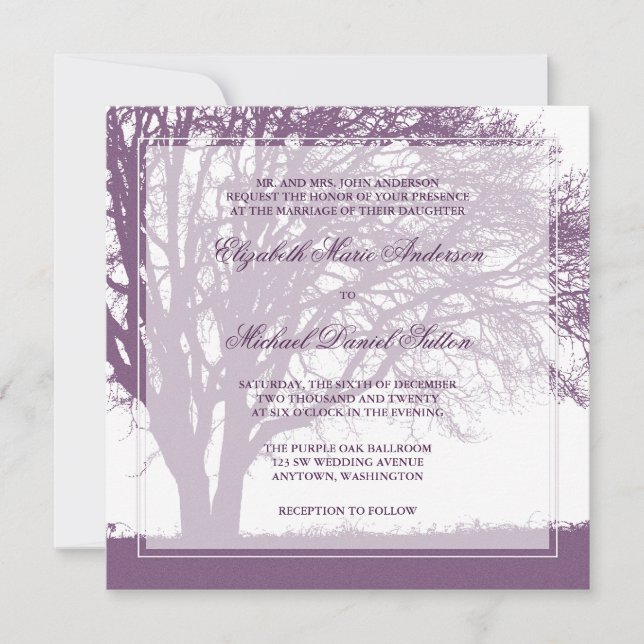 Invitation Mariage de automne de chêne pourpre (Devant)