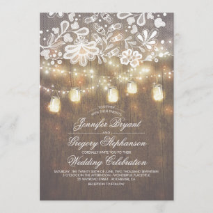 Invitation Mariage de automne de cordes de pot en bois rustiq