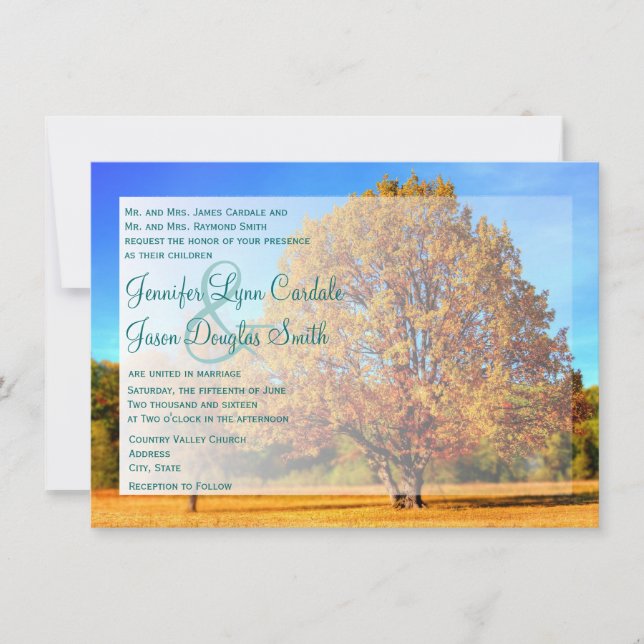 Invitation Mariage de automne de l'arbre d'automne (Devant)