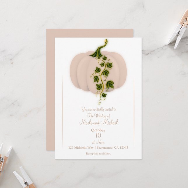 Invitation Mariage de automne de livre d'histoire Citrouille  (Devant/Arrière en situation)