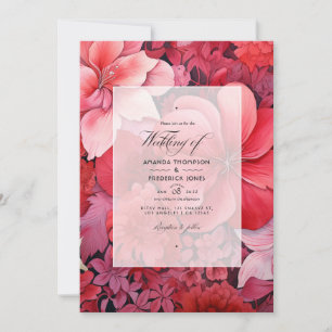 Invitation Mariage de automne floral à dégradé rouge