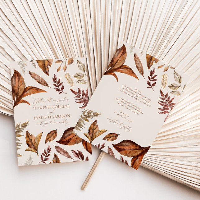 Invitation Mariage de automne Floral Boho en terre cuite rust (Créateur téléchargé)