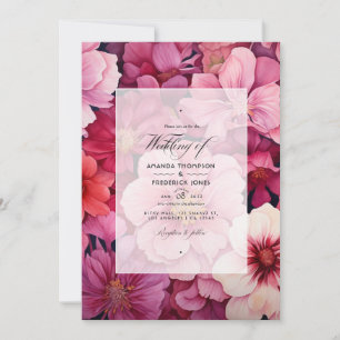Invitation Mariage de automne floral Pinkish Reds