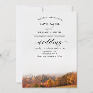 Invitation Mariage de automne forestier d'automne