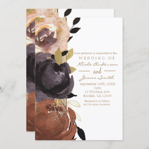 Invitation Mariage de automne Gras Glam Flowers Floral modern