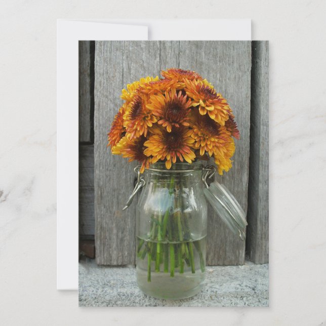 Invitation Mariage de automne Mason Jar Fleurs & Barnwood (Devant)