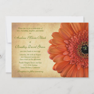 Invitation Mariage de automne Orange Gerbera Daisy