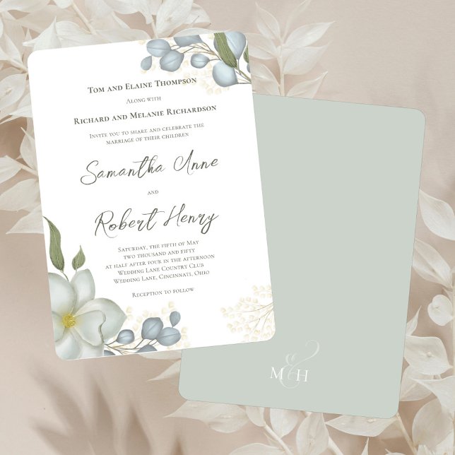 Invitation Mariage de automne personnalisé de l'automne (Elegant watercolor magnolia floral wedding invitations.)
