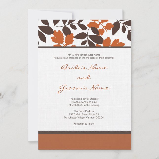 Invitation Mariage de automne personnalisée (Devant)