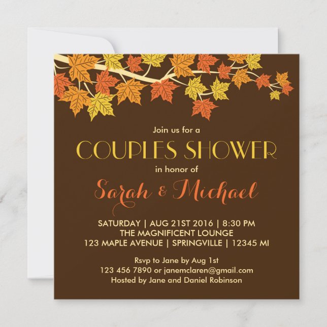 Invitation Mariage de automne Rustique Brown Maple (Devant)