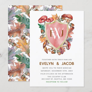 Invitation Mariage de automne Rustique de champignons aquarel