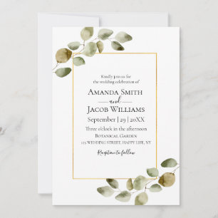 Invitation Mariage de automne rustique Eucalyptus
