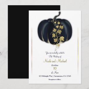 Invitation Mariage de automne Storybook Citrouille noir et or