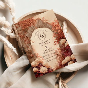 Invitation Mariage de automne vintage d'arche en pierre