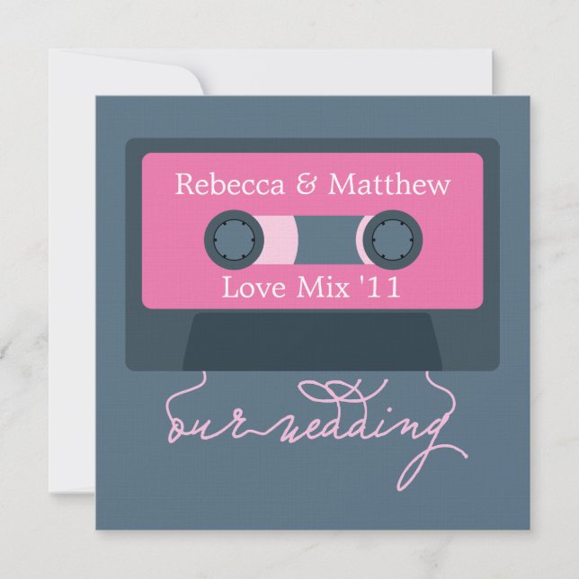 Invitation Mariage de bande de cassette rétro (Devant)