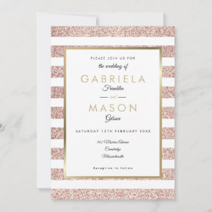 Invitation Mariage de bande de Parties scintillant or rose