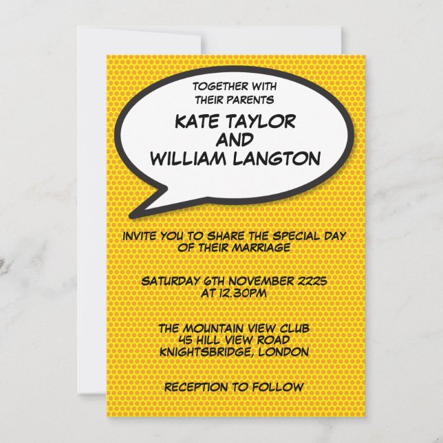 Invitation Mariage de bande dessinée simple et moderne (Devant)