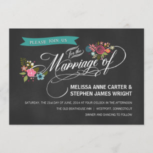 Invitation Mariage de bannières florales en carton rouge rust