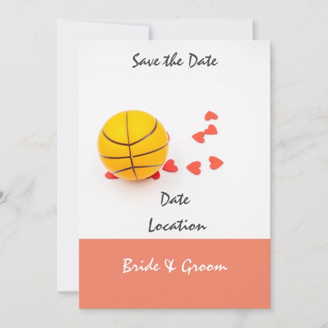 Invitation Mariage de basket-ball avec amour coeur rouge (Devant)