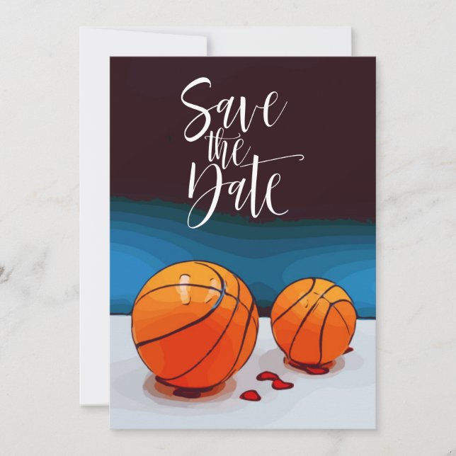 Invitation Mariage de basket-ball avec amour sur arrière - pl (Devant)