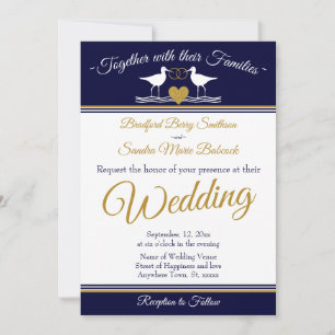 Invitation Mariage de bécasseau bleu marine