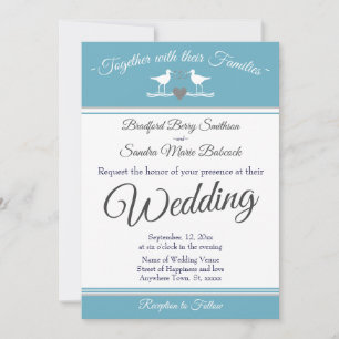 Invitation Mariage de bécasseau bleu marine