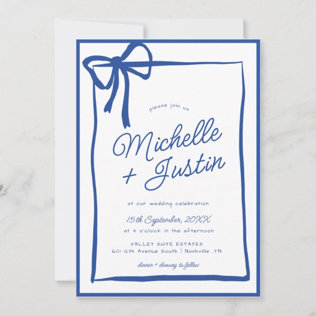 Invitation Mariage de béquille à ruban à main (Devant)