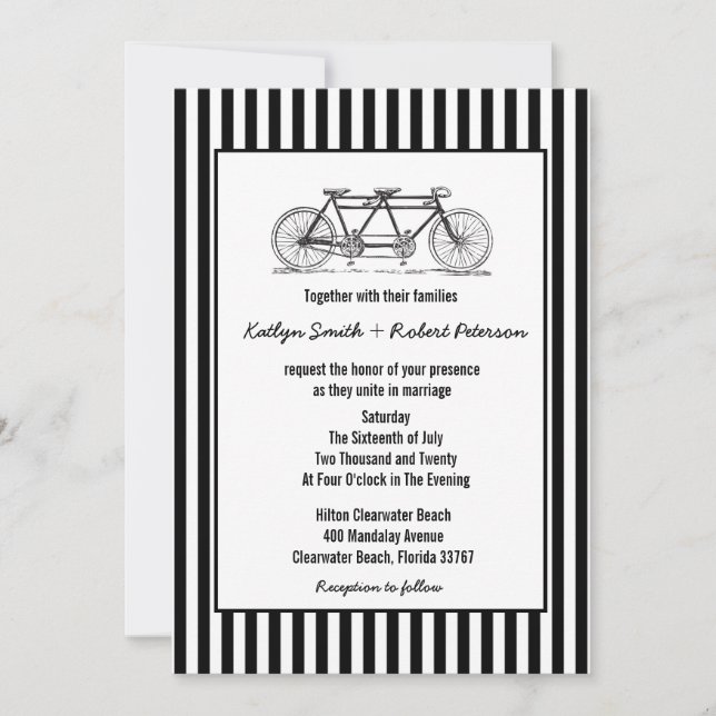 Invitation Mariage de bicyclette Rustique Retro (Devant)