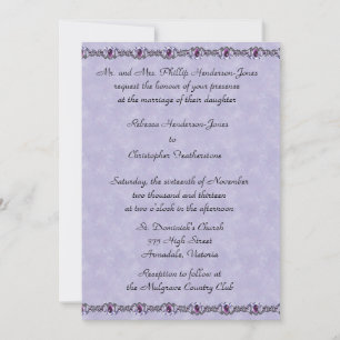 Invitation Mariage de bijoux d'eau et de violet