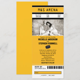 Invitation Mariage de billet Sport de hockey Jaune et Noir