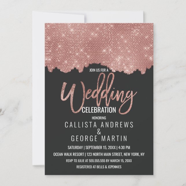 Invitation Mariage de bloc de couleur de Parties scintillant  (Devant)